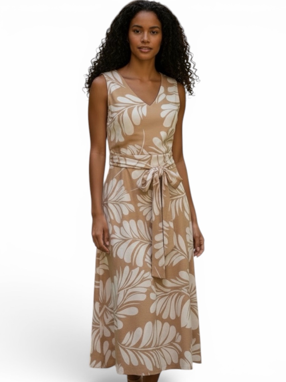 NWT Anne Klein Linen Blend Women's Open-Back Midi Dress Sz 10 - Picture 2 of 13